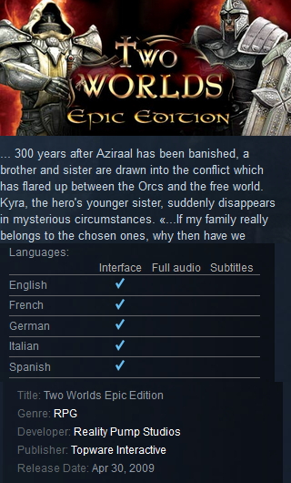 Two Worlds Epic Edition Steam - Click Image to Close